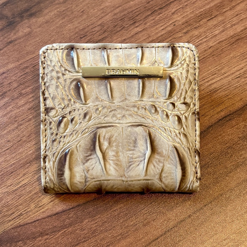 Brahmin Tan Key Card Holder Luxurious Leather